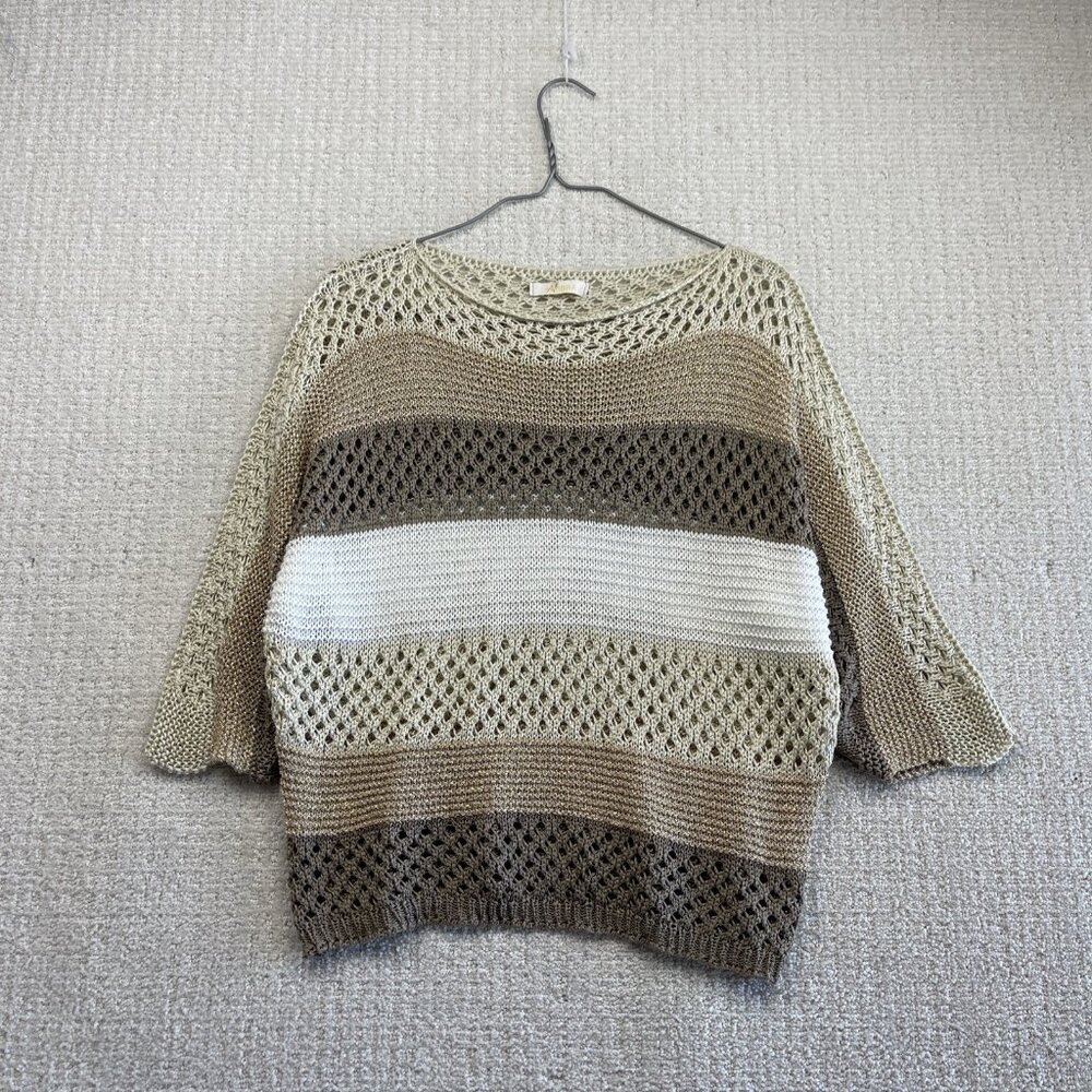 Ambra Boho Open Knit Dolman Sweater Earth Tone / Gold Beachy Hippie Read